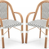 Tangkula Outdoor French Bistro Chairs | Hand-Woven PE Wicker Patio Chairs (2/4)
