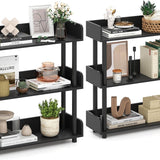 Tangkula 3-Tier Bookshelf Multipurpose Wood Standing Display Rack with Back and Side Panels