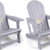 Tangkula Adirondack Chair | HDPE All-Weather Fire Pit Chair with Cup Holder (1/2/4)