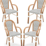 Tangkula Outdoor French Bistro Chairs | Hand-Woven PE Wicker Patio Chairs (2/4)