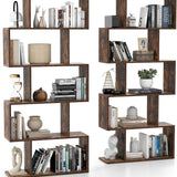 Tangkula 5-Tier Geometric Bookshelf S Shaped Bookcase w/Anti-Toppling Device