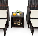 Tangkula 5 Pieces Patio Rattan Furniture Set, Outdoor Conversation Set