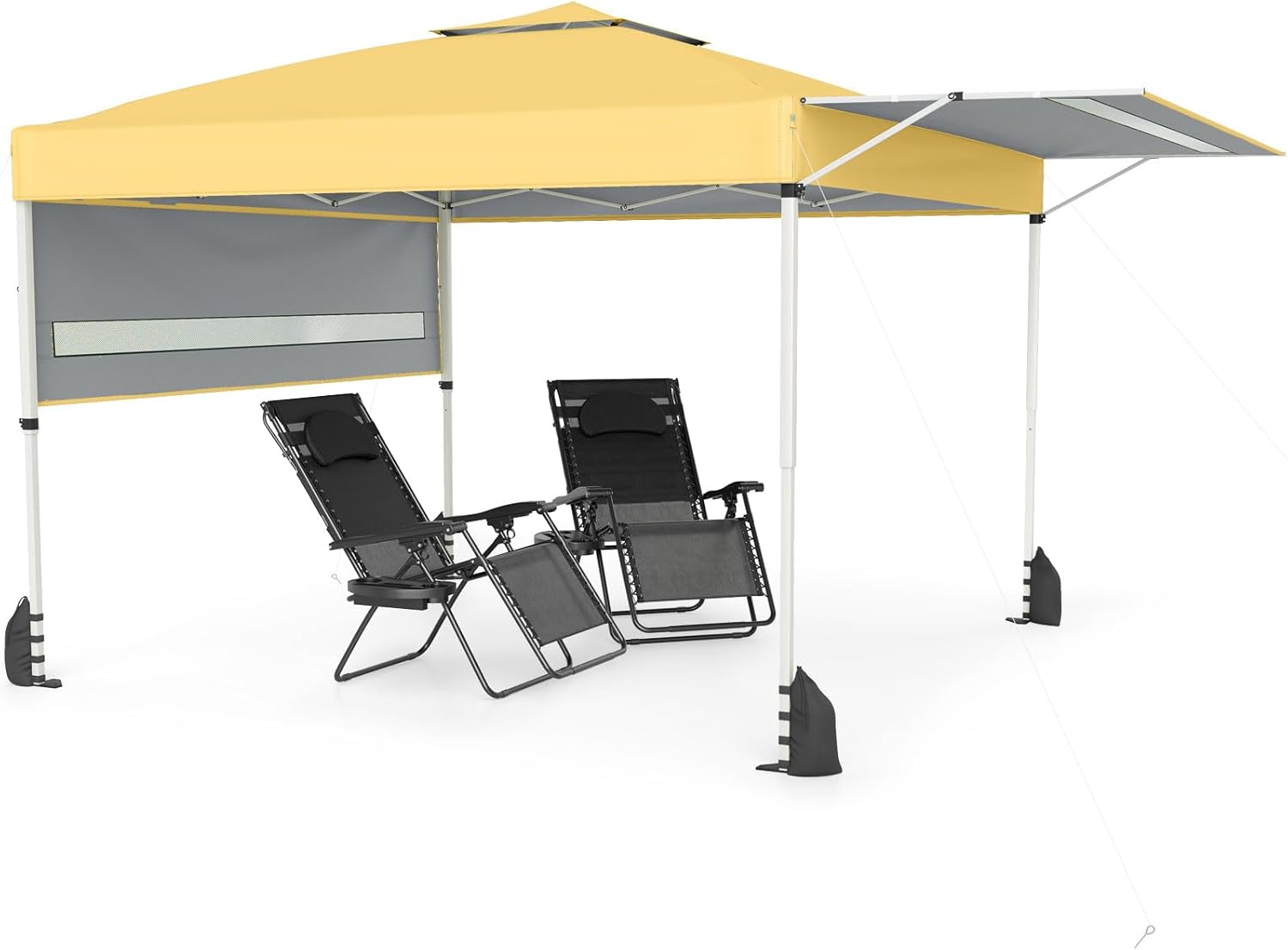 Tangkula 10x17 Ft Pop Up Canopy with Center Lock | Easy Setup Outdoor Canopy with 2 Adjustable Awnings