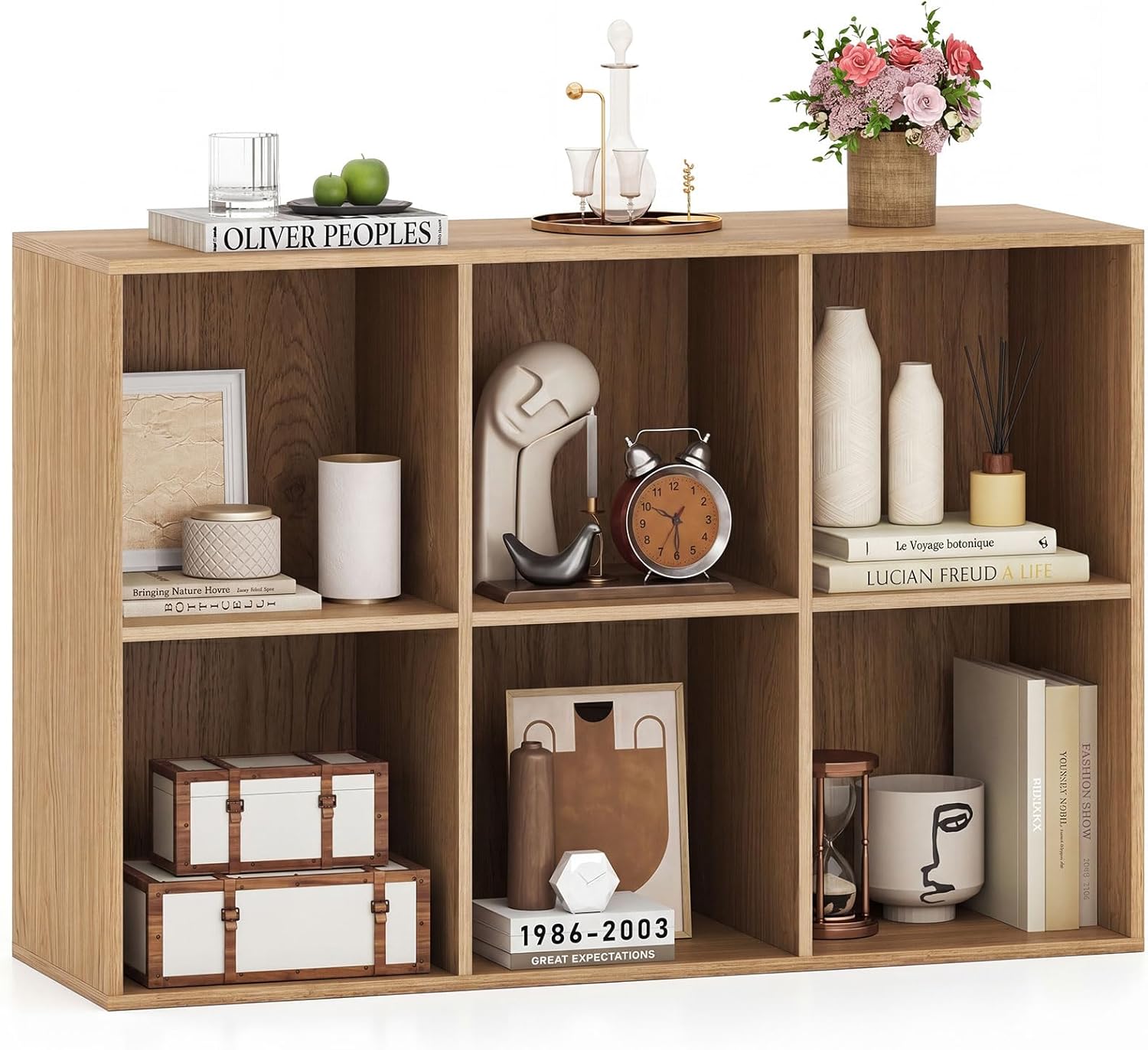 Tangkula 6-Cube Bookcase | Modern Freestanding 3-Tier Bookshelf