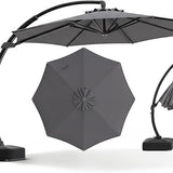 Tangkula 11FT Large Curved Round Cantilever Offset Patio Umbrella with Base Included