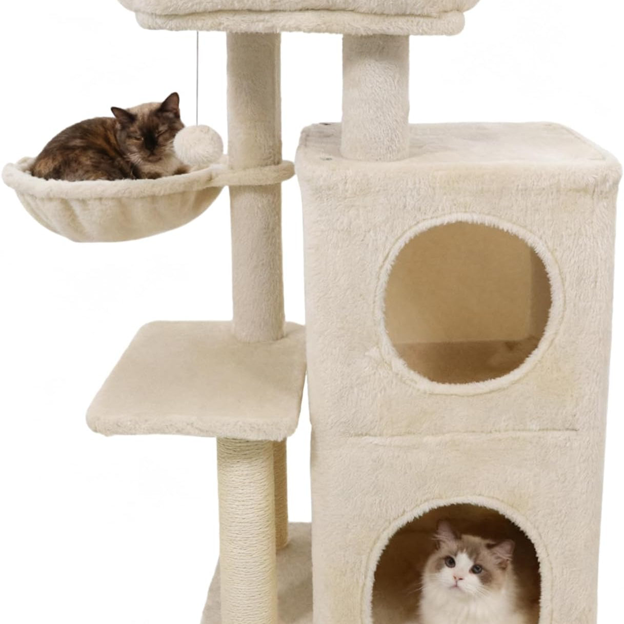 Tangkula 33.5 Inch Cute Cat Tower with 2-Tier Large Condo