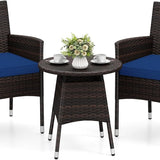 Tangkula 3 Piece Patio Furniture Set | Hand-Woven PE Wicker Conversation Set