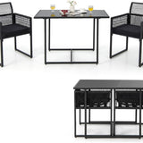 Tangkula 3 Pieces Outdoor Dining Set, Patio PE Rattan Furniture Set