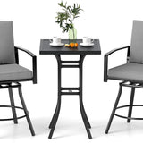 Tangkula 3 Pieces Patio Swivel Bar Set