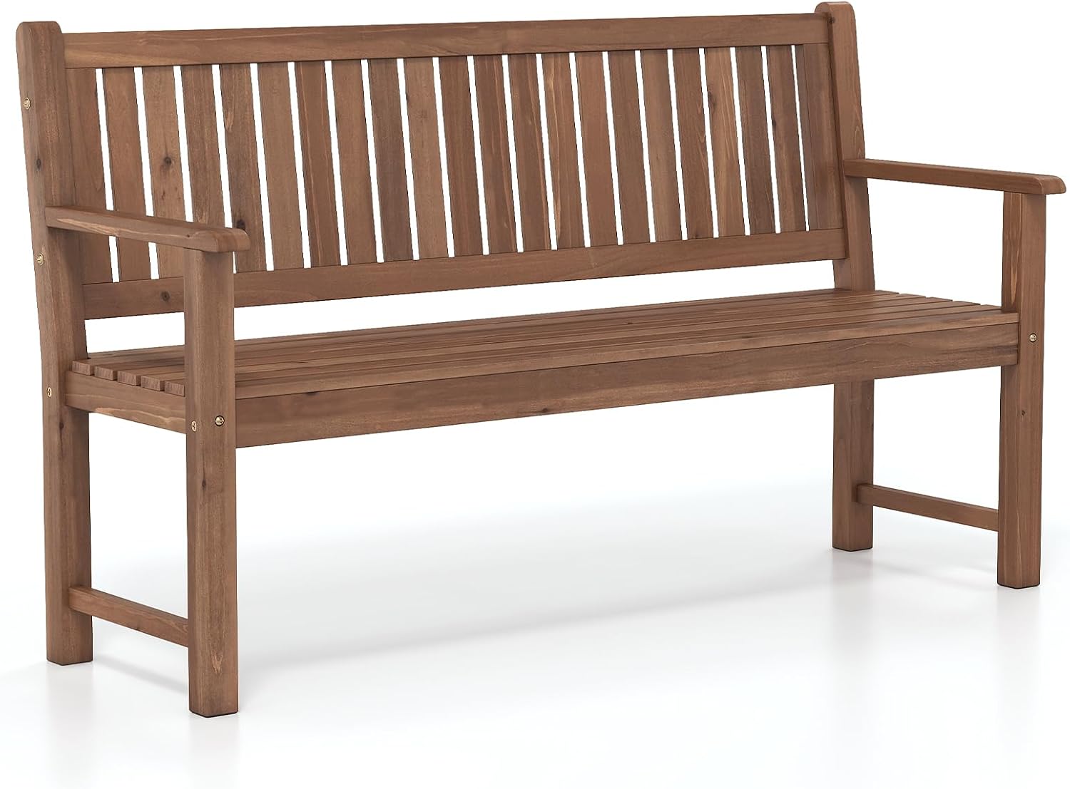 Tangkula 3-Seater Outdoor Wooden Bench | 59" Large Garden Bench with Slatted Seat