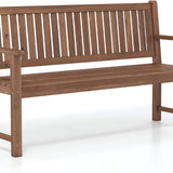 Tangkula 3-Seater Outdoor Wooden Bench | 59" Large Garden Bench with Slatted Seat