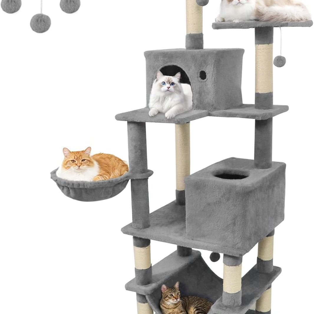 Tangkula 66 Inch Tall Cat Tree Multi-Level Cat Tower with Sisal Scratching Posts