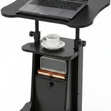 Tangkula Height Adjustable Laptop Table with Tilting Tabletop & Storage Shelves