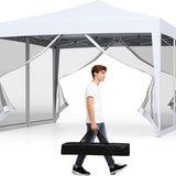 10x10 ft Pop-Up Canopy Tent w/ Netting, Outdoor Canopy Tent with Carry Bag