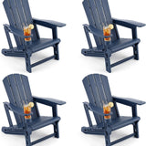 Tangkula HDPE Adirondack Chairs | 550 LBS Max Load Screw-Free Outdoor Chairs with Realistic Wood Grain