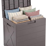 Tangkula 25 Gallon Waterproof PP Resin Outdoor Storage Box with Lockable Lid