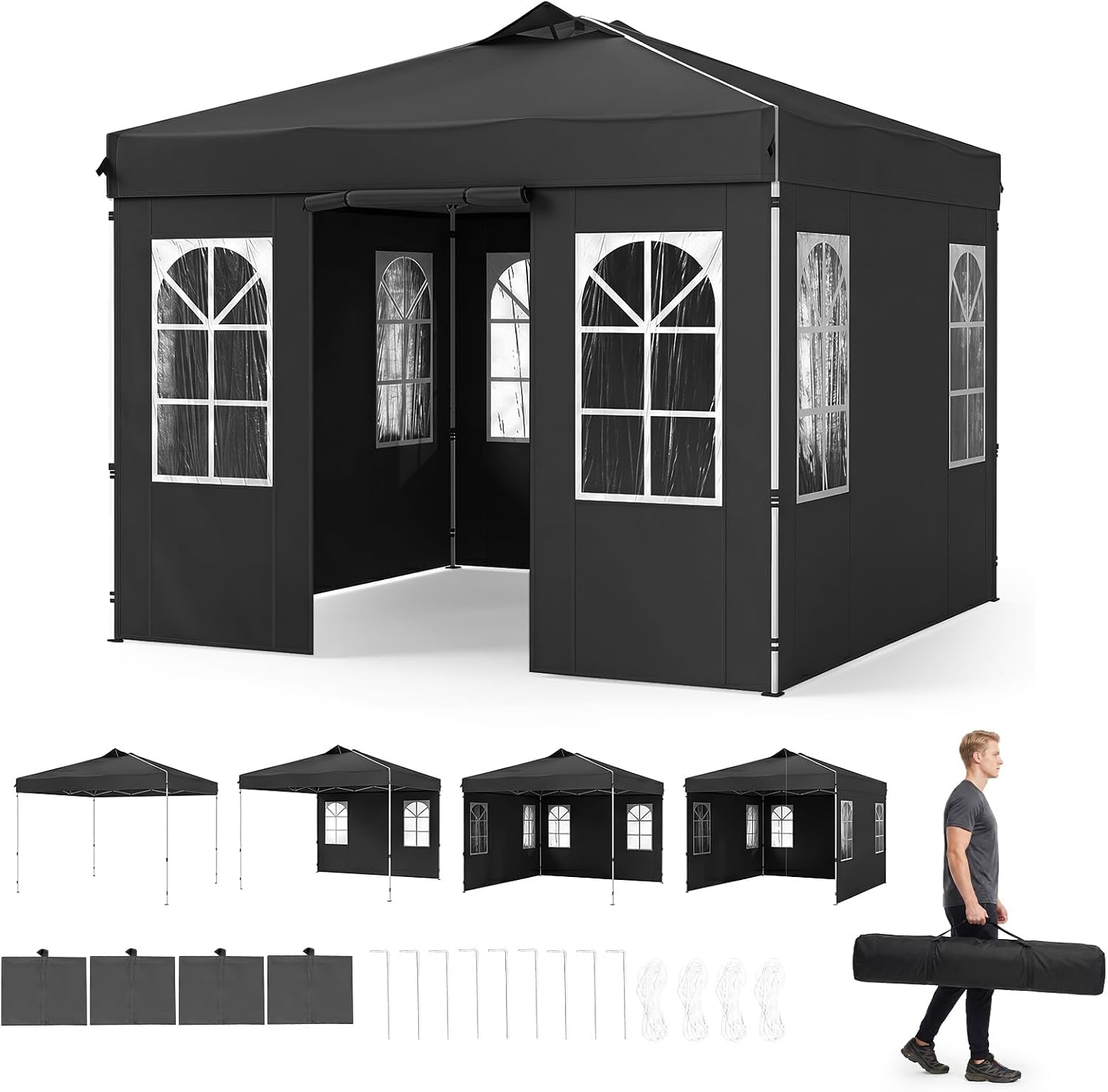 Tangkula 10x10 FT Outdoor Pop Up Canopy with 4 Sidewalls