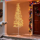 Tangkula Christmas Outdoor Lighted Birch Tree Pre-lit Decor with Warm White Light LED Lights