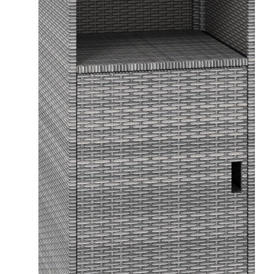 Tangkula PE Wicker Outdoor Cabinet with 3 Storage Shelves