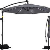 Tangkula 10ft Solar Patio Umbrella with Base Included