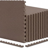 Tangkula 12/24/36/48 Tiles Exercise Flooring Mats with Border(Brown)