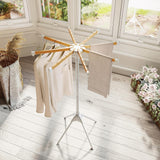 Tangkula 4 Legs Foldable Clothes Drying Rack with 8 Bamboo Hanging Rods and 40 Hanger Slots