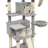 Tangkula 65 Inch Multi-Level Cat Tower with Sisal Scratching Posts & Board