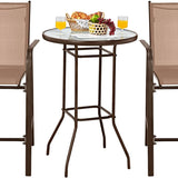 3 Pieces Outdoor Patio Bar Set, Outdoor Bistro Set with 2 Bar Stools and 1 Tempered Glass Bar Table