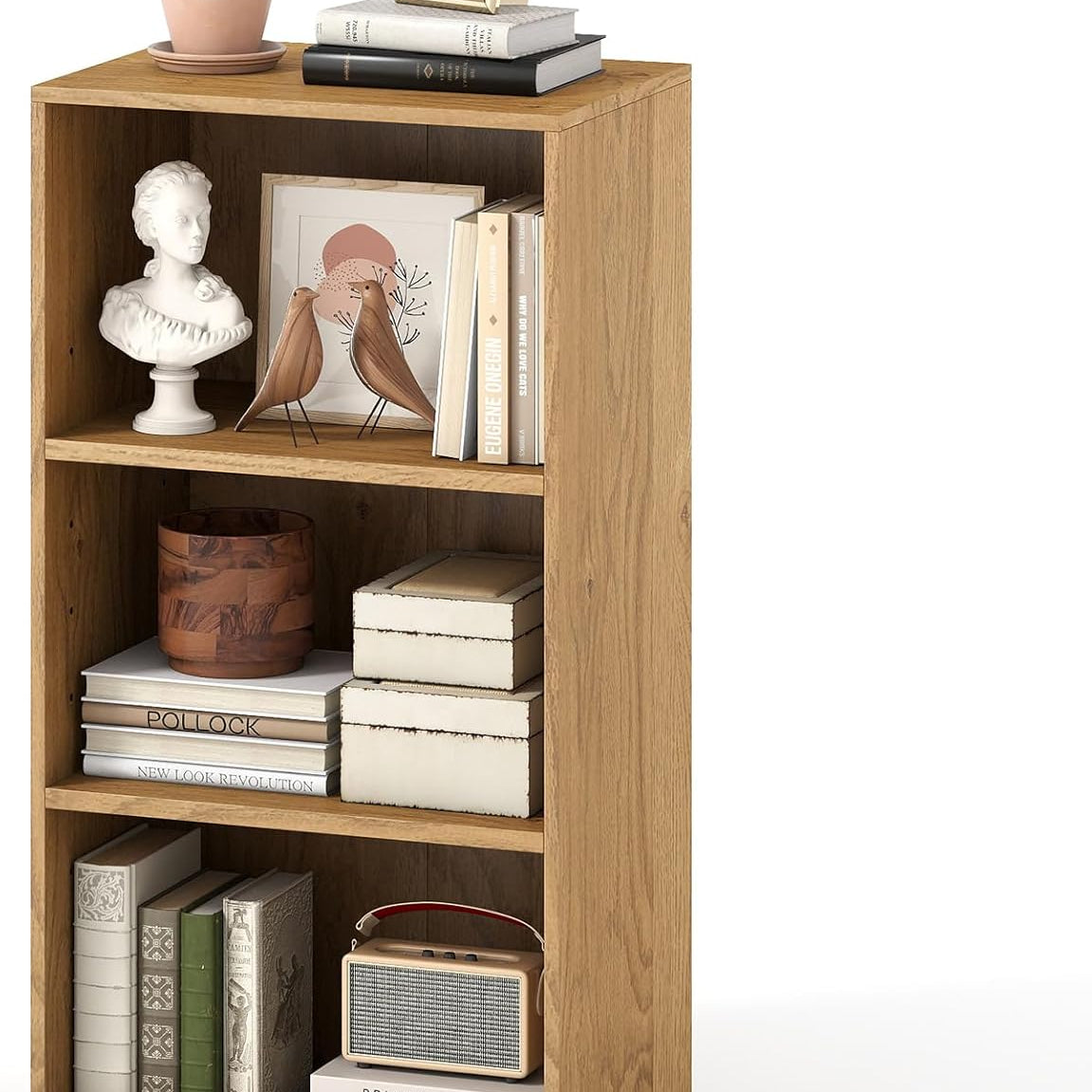 Tangkula 3-Cube Bookcase Floor Standing Open Bookshelf w/7-Position Adjustable Shelf