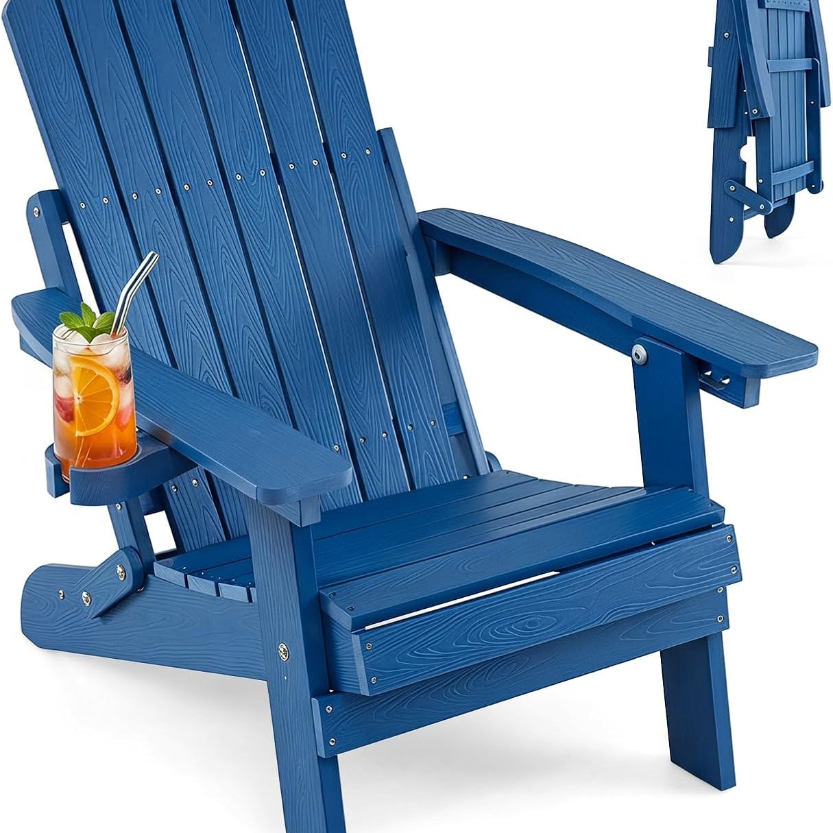 Tangkula Folding HIPS Outdoor Adirondack Chair w/5-Level Backrest (1/2/4)