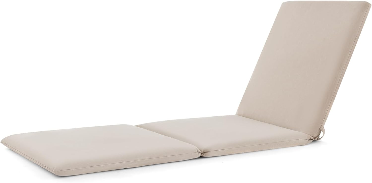 Tangkula 72” x 23” Chaise Lounge Cushion, Tri-Fold Lounger Pad with Hook & Loop Fasteners
