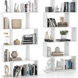 Tangkula 5-Tier Geometric Bookshelf S Shaped Bookcase w/Anti-Toppling Device