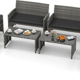 Tangkula 4 Piece Patio Wicker Furniture Set