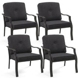 Tangkula 2/4 Pieces Outdoor Dining Chairs | Heavy Duty 330 lbs Metal Frame Ergonomic Design Patio Chair with Soft Cushions
