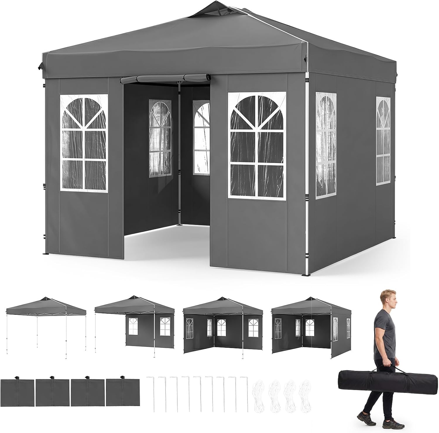 Tangkula 10x10 FT Outdoor Pop Up Canopy with 4 Sidewalls