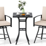 Tangkula 3 Pieces Patio Swivel Bar Set