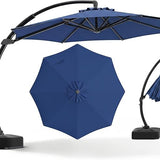 Tangkula 11FT Large Curved Round Cantilever Offset Patio Umbrella with Base Included