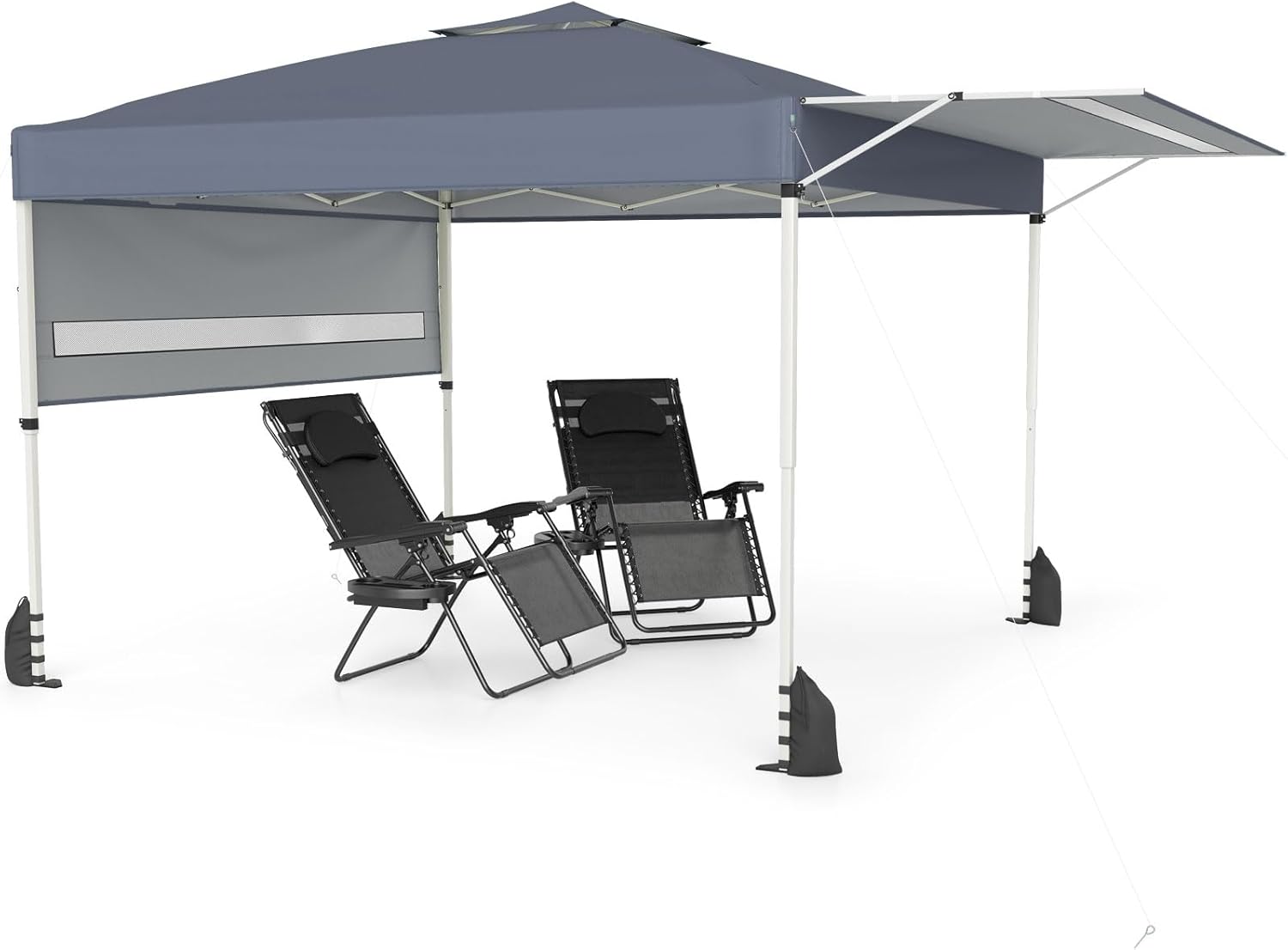 Tangkula 10x17 Ft Pop Up Canopy with Center Lock | Easy Setup Outdoor Canopy with 2 Adjustable Awnings
