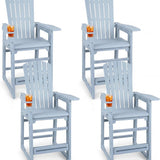 Tangkula Outdoor Bar Stool All-Weather HDPE Tall Adirondack Chair with Backrest