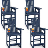 Tangkula Outdoor Bar Stool All-Weather HDPE Tall Adirondack Chair with Backrest