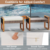 Tangkula Rattan Wicker Outdoor Ottoman Set of 2