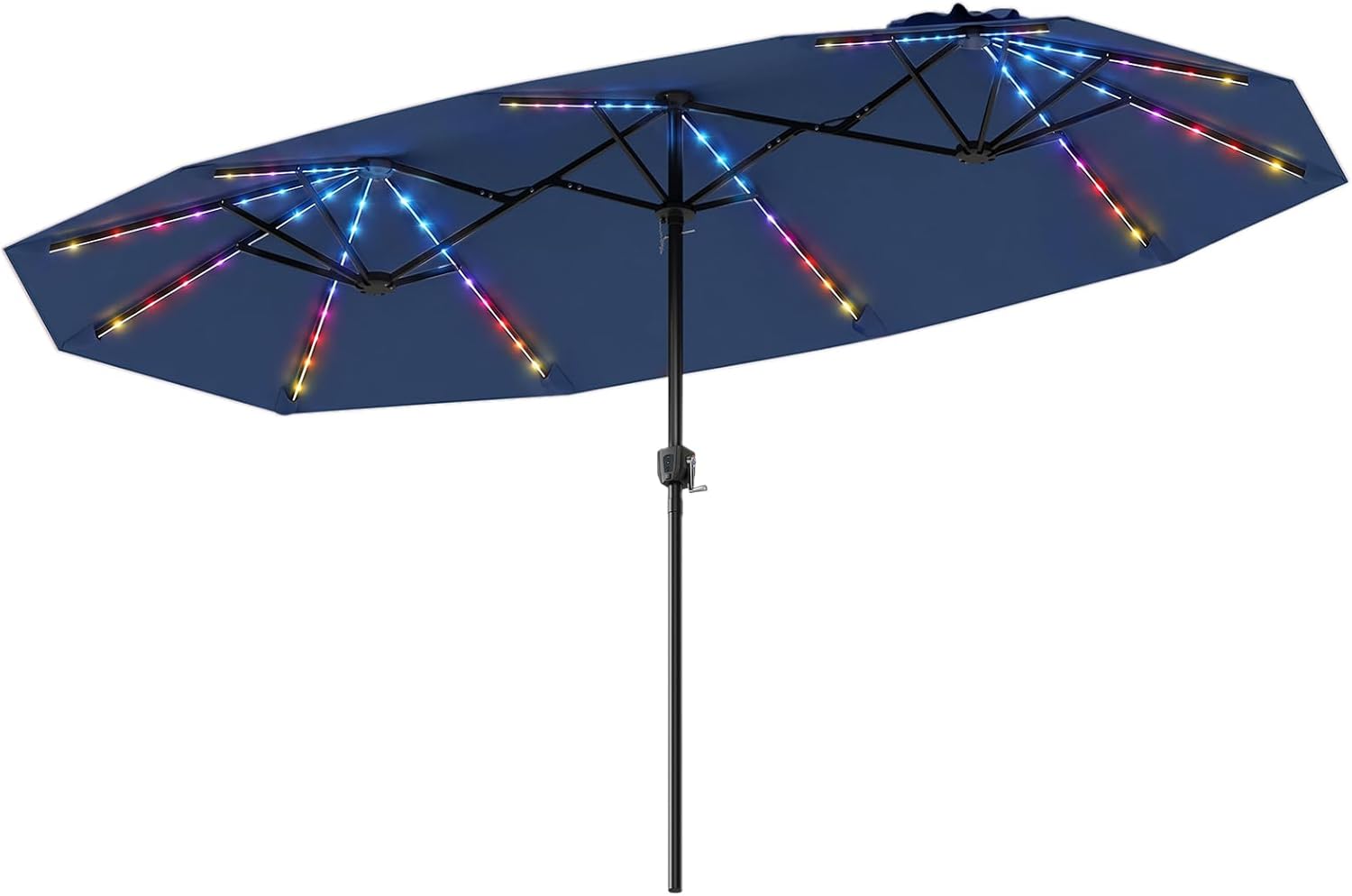 Tangkula 13 Ft Double-Sided Extra Large Outdoor Market Table Umbrella with 108 Multi-Colored Flowing LED Lights