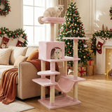 Tangkula 58 Inch Multi-Level Cat Tree Soft Plush Cat Tower with Padded Top Perch