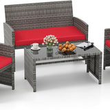 Tangkula 4 Piece Patio Wicker Furniture Set