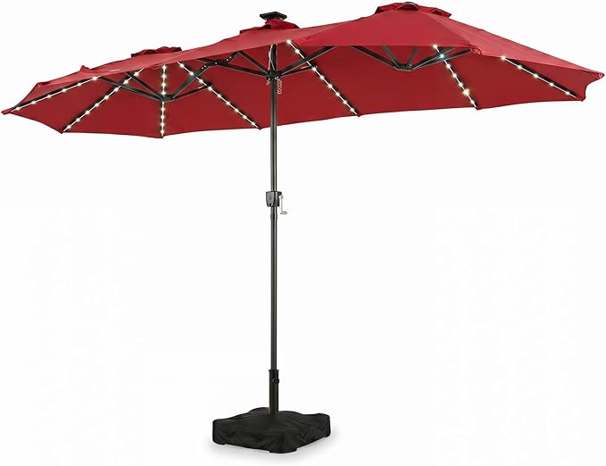Tangkula 13 FT Double-Sided Rectangle Patio Umbrella with Base Included