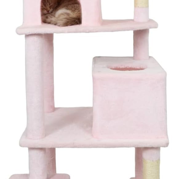 Tangkula Multi-level Cat Tree Modern Cat Tower with Upholstered Perch and 2 Cat Condo