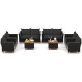 Tangkula Outdoor Conversation Set, Patio Cushioned Chairs w/Storage Coffee Table