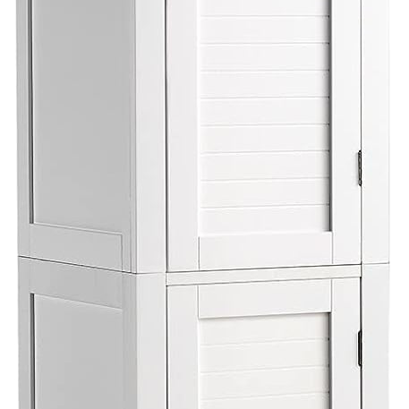 Tangkula Tall Bathroom Storage Cabinet, 5-Tier Wooden Freestanding Tower Cabinet Floor Organizer
