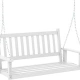 Tangkula 2/3 Person Wooden Porch Swing, Hanging Patio Swing with 2 Adjustable Galvanized Metal Chains