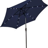 10FT Solar Powered 24 LED Lighted Patio Umbrella, Table Market Umbrella with Tilt Adjustment and Crank Handle